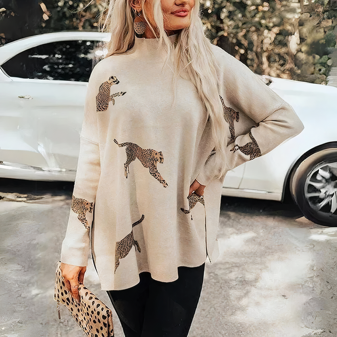 Stilla | Leopardmønster Damepullover