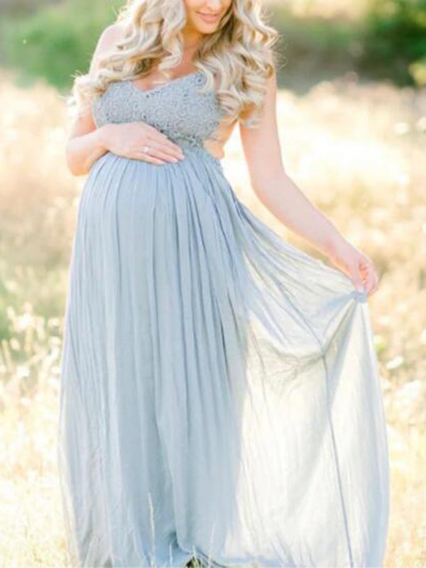 Stilla | Patchwork underkjole med dyb V udskæring bohemia blonde gravidkjole