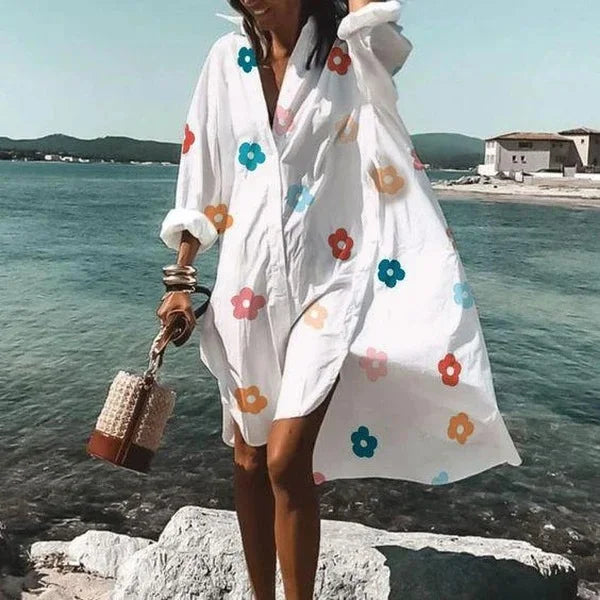Stilla | Fashionable Skjortekjole Hvid Kjole