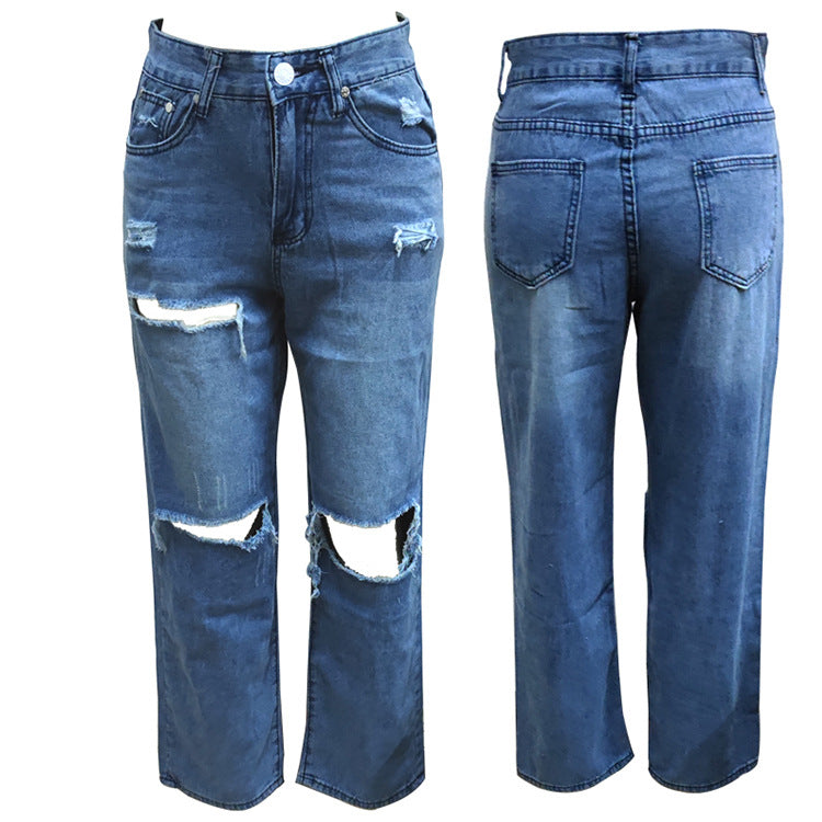 Dame Løse Ripped Jeans med trendy Baggy-snit Stilla