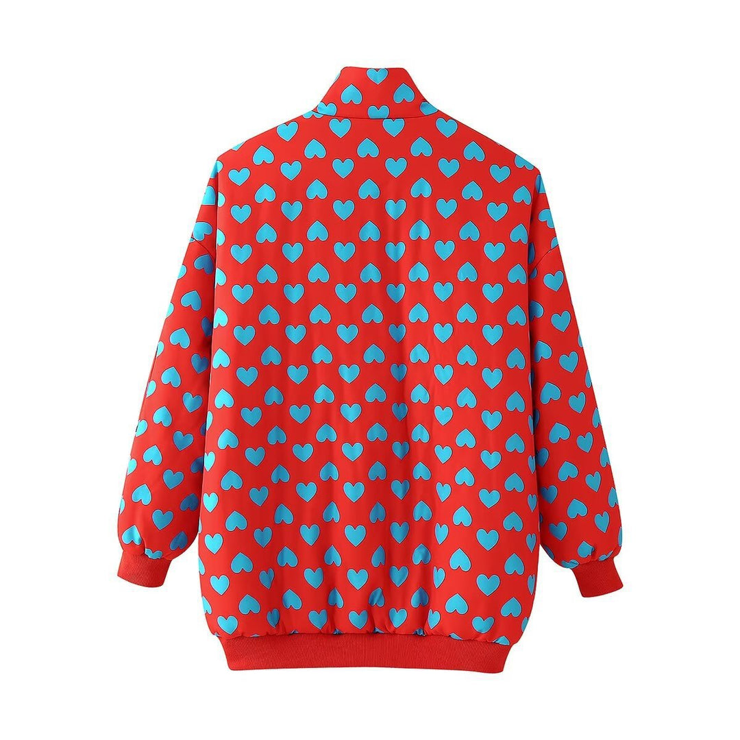 Dame Casual Pufferjakke med hjerteprint Stilla