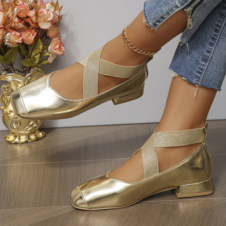 Dame elegante Ballerina-sko med glitrende stropper og komfortabel sål Stilla