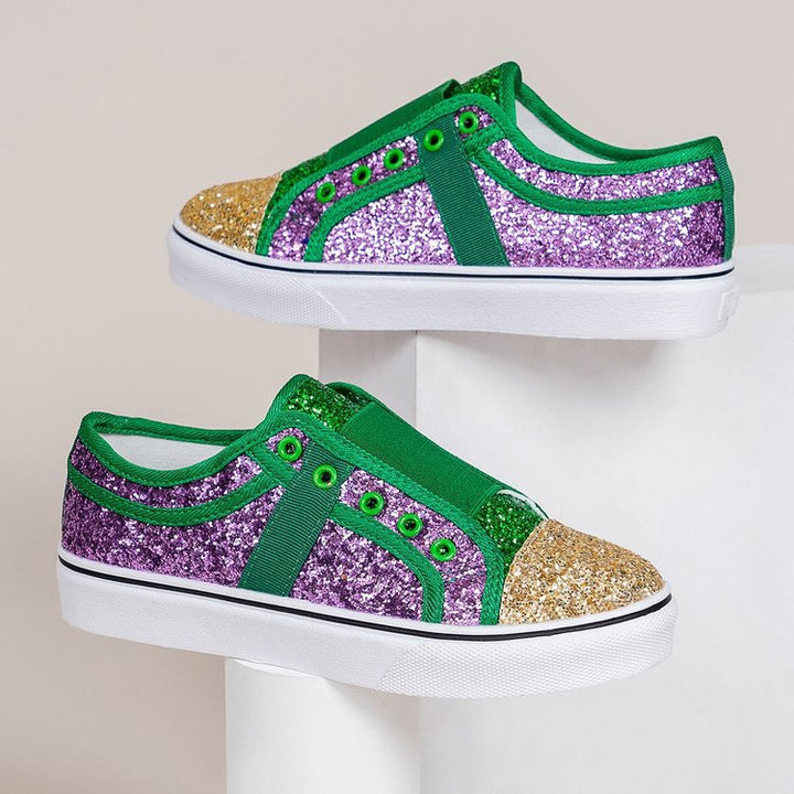 Dame Glitrende Slip-On Sneakers med elastisk rem og skridsikker sål Stilla
