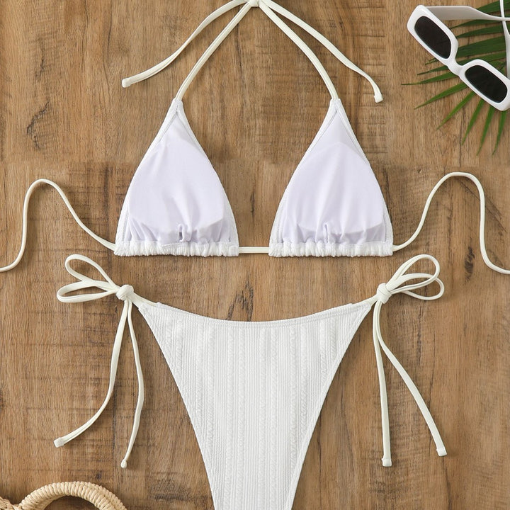 Dame triangel-bikini med struktureret tekstur og justerbare stropper Stilla