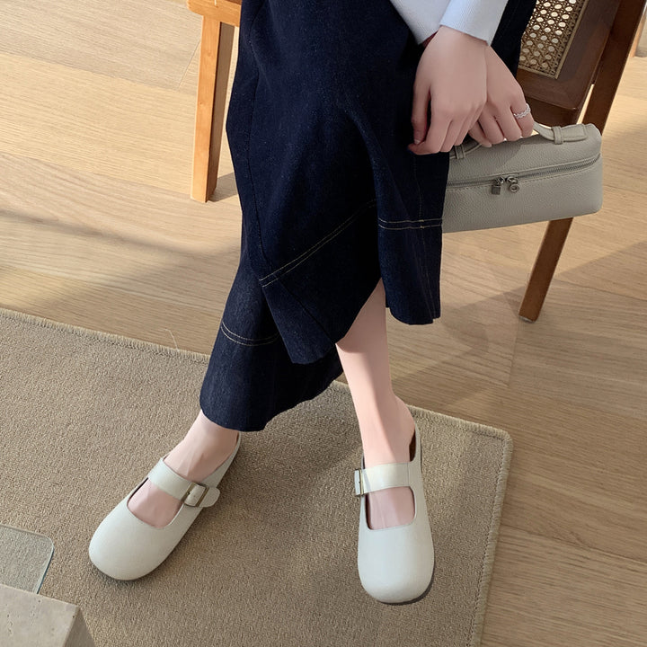 Femme Mary Jane Stil Lukket Tå Mules med Justerbar Spænde Stilla