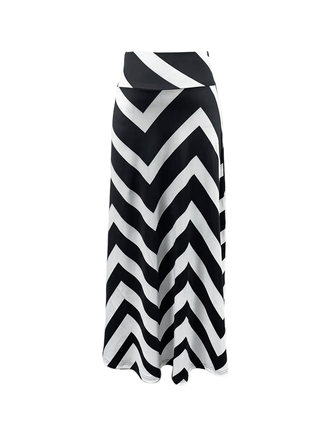 Dame Maxiskirt med trendy zigzag mønster Stilla