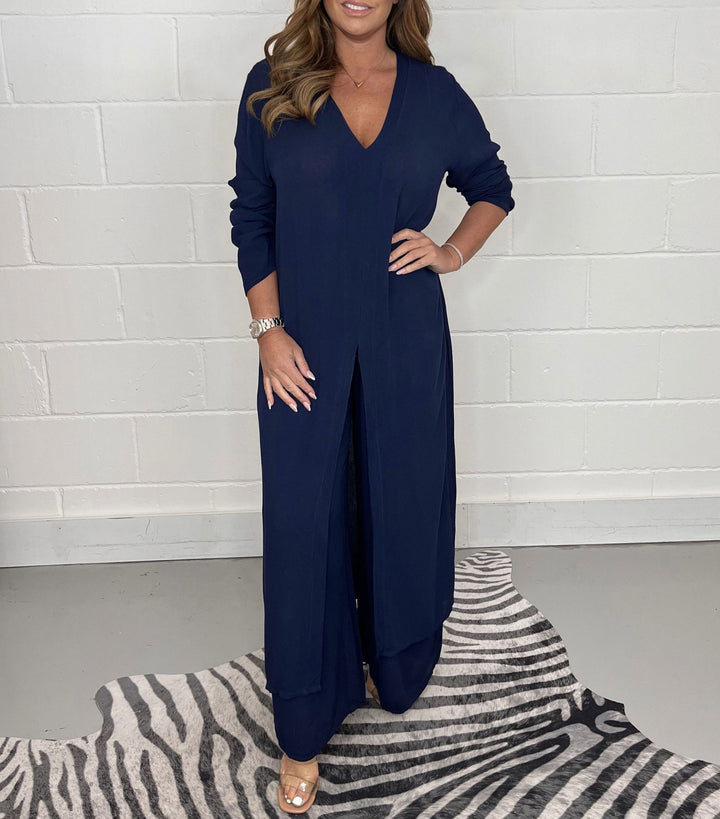 Dame Elegant Maxikjole med Slids Stilla