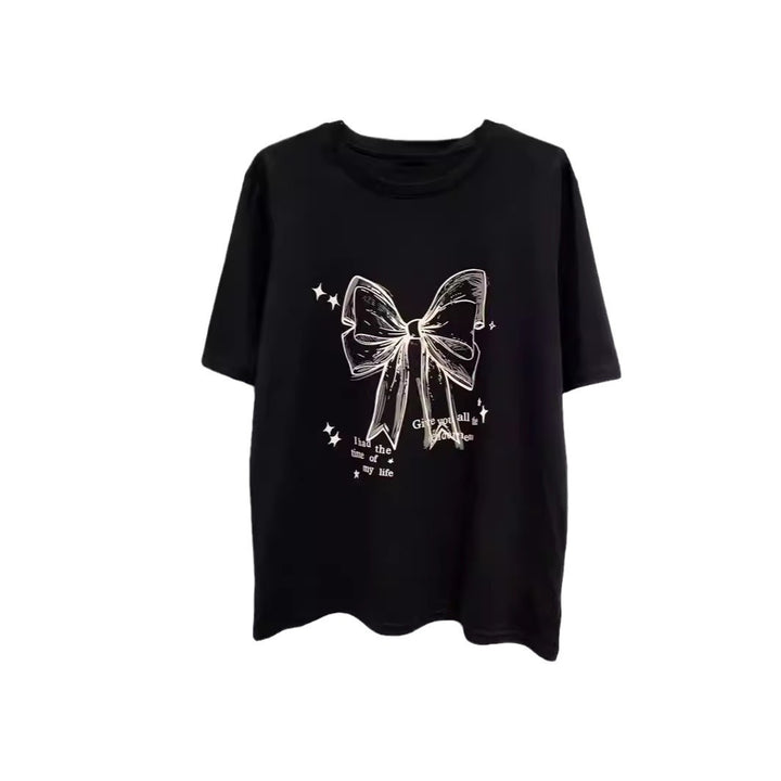 Dame T-shirt med legende båndmotiv og inspirerende slogan Stilla