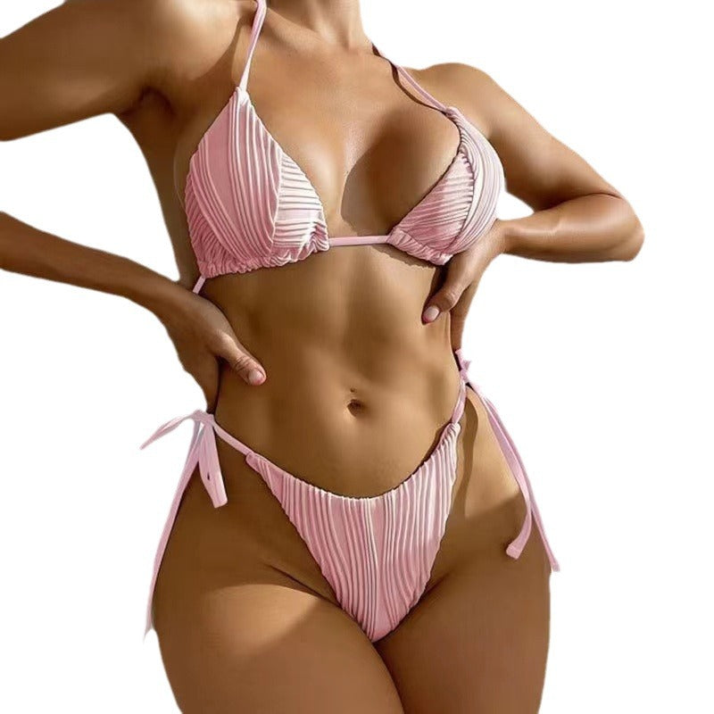 Dame triangel-bikini med elegant flæse-design og justerbare stropper Stilla