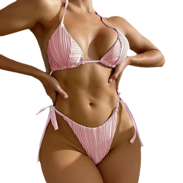 Dame triangel-bikini med elegant flæse-design og justerbare stropper Stilla