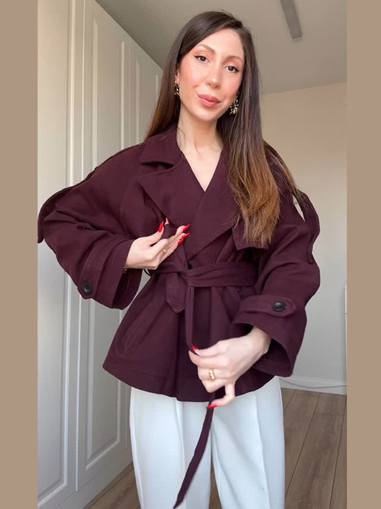 Damer Mode Oversized-Trenchcoat med Taljebælte Stilla