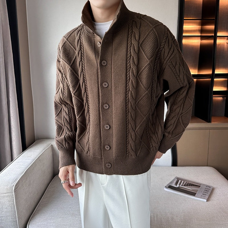Herre struktureret kabelstrik cardigan sweater Stilla 1749704204