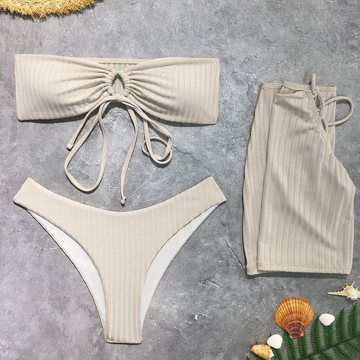 Dame Bandeau-Bikini med indpakningsskørt Skovae
