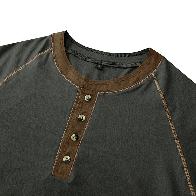 Herrer kortærmet henley-shirt med iøjnefaldende kontrastsyninger og behagelig pasform Stilla