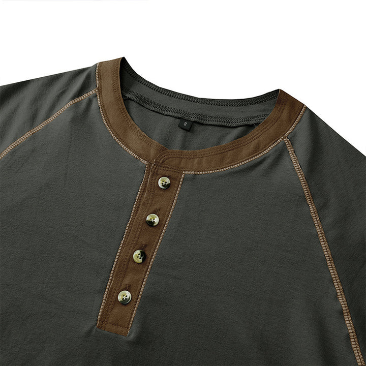 Herrer kortærmet henley-shirt med iøjnefaldende kontrastsyninger og behagelig pasform Stilla