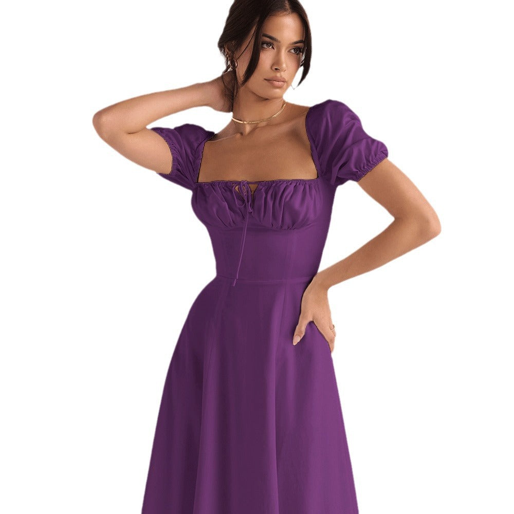 Dame midi kjole med kliché korse og udvidet skirt