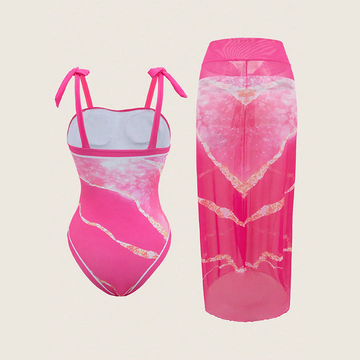 Dame one-piece badedragt med elegant gennemsigtigt cover-up Skovae
