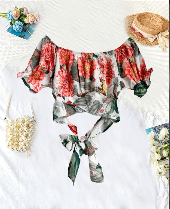 Dame Paisley Print Off-Shoulder Crop Top Stilla
