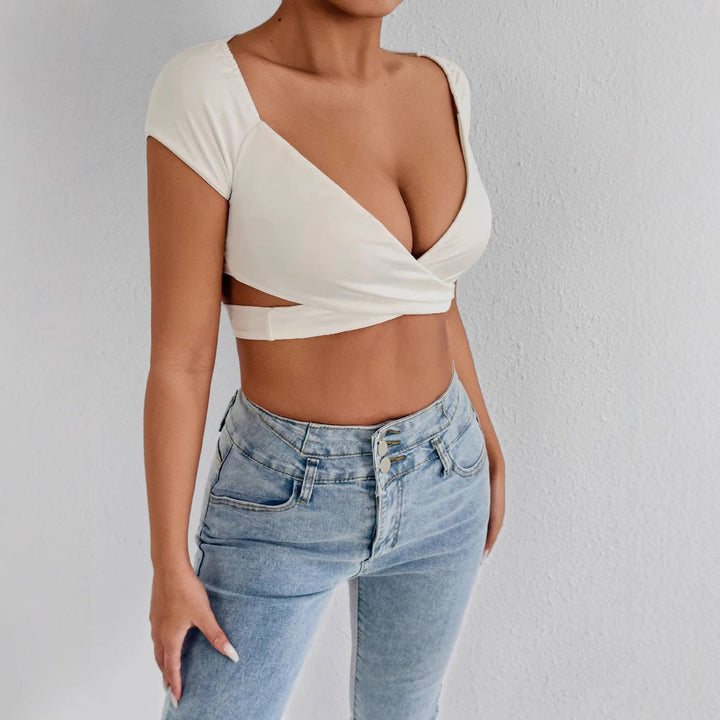 Damer Crop-top med elegant indpakningsdesign Skovae