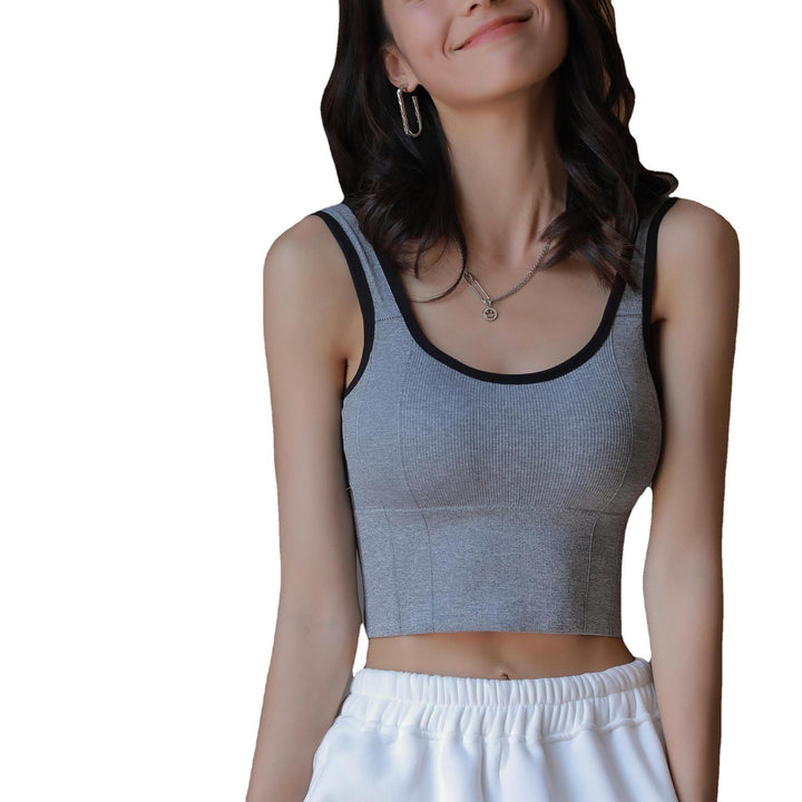 Dame Crop-Top med blød ribstruktur og moderigtig snit Stilla