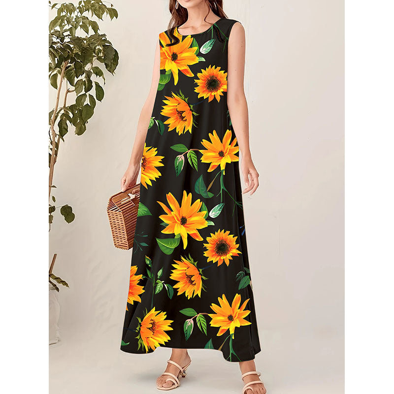 Dame maxikjole med blomsterprint Stilla