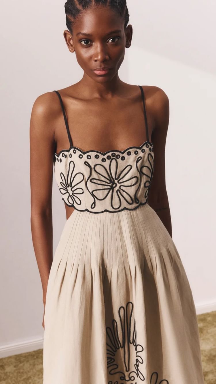 Dame Elegant Maxikjole med udsmykkede blomstermotiver Stilla