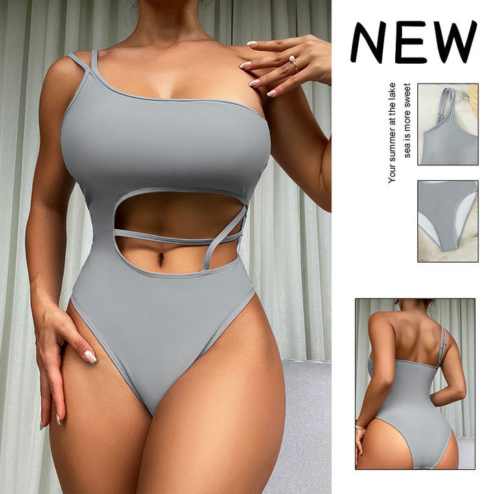 Dame one-piece svømmedragt med asymmetrisk snit og modemæssig cut-out Skovae