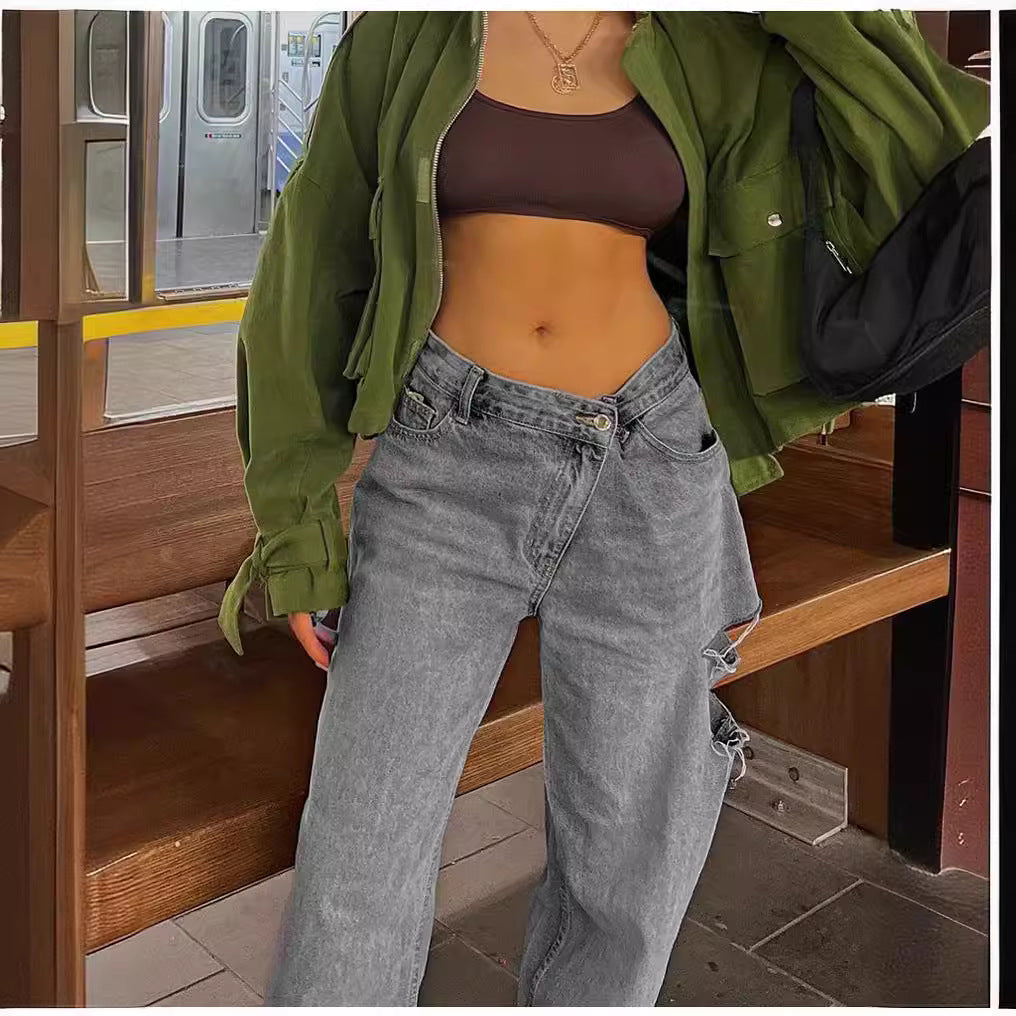 Dame komfortable brede jeans i moderne design med stræk Stilla