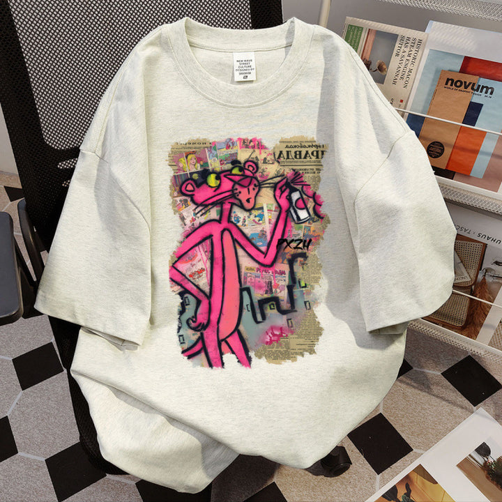 Dame Oversized T-Shirt med kreativt cartoon-tryk Stilla
