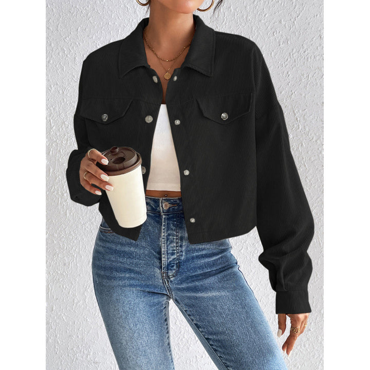 Dame Cordjakke i cropped design Stilla