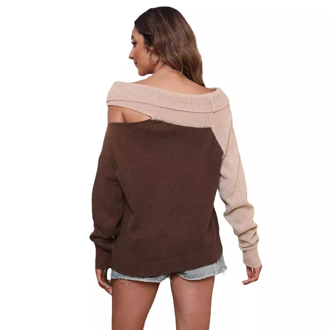 Dame Løs Oversized-Cardigan med asymmetrisk krave og store ærmer Stilla