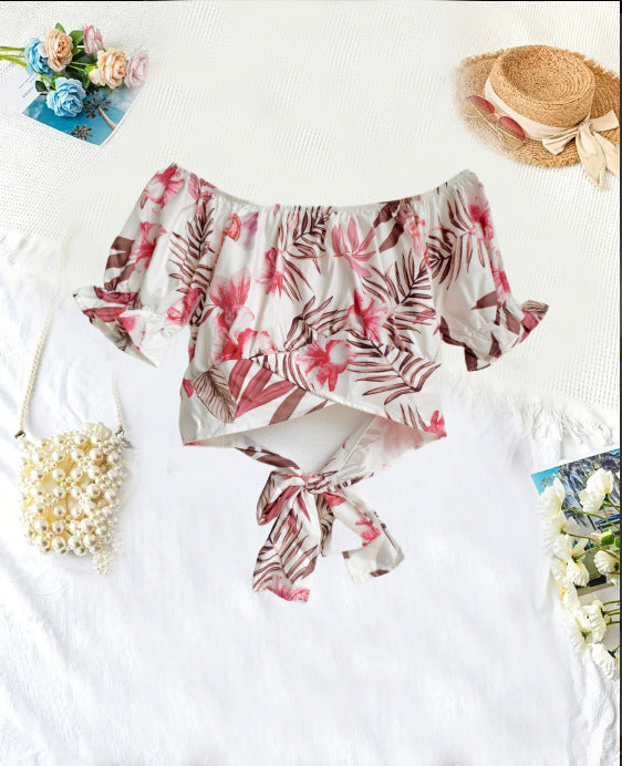 Dame Paisley Print Off-Shoulder Crop Top Stilla