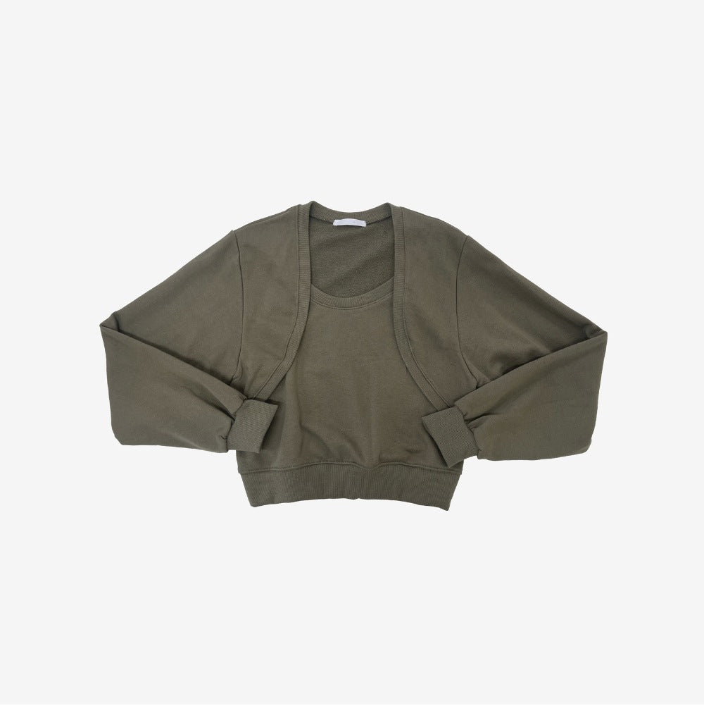 Dame cropped sweatshirt jakke med bløde ærmer Stilla