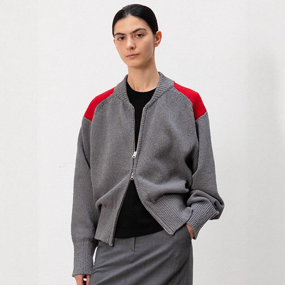 Kvinders fashionable cardigan med lynlås Stilla