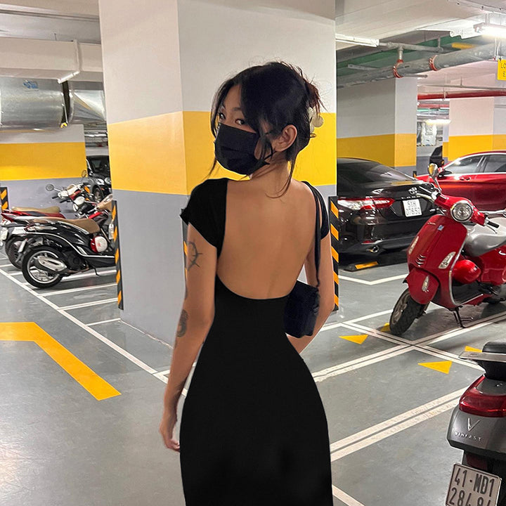 Dame Bodycon-Maxi-kjole med elegant rund halsudskæring og formerende stof Stilla