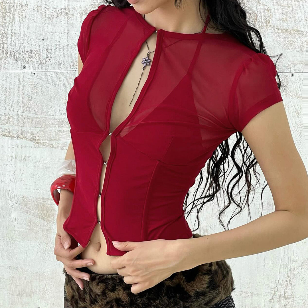 Dame Sporty Mesh-top med justerbar bindedetalje Skovae