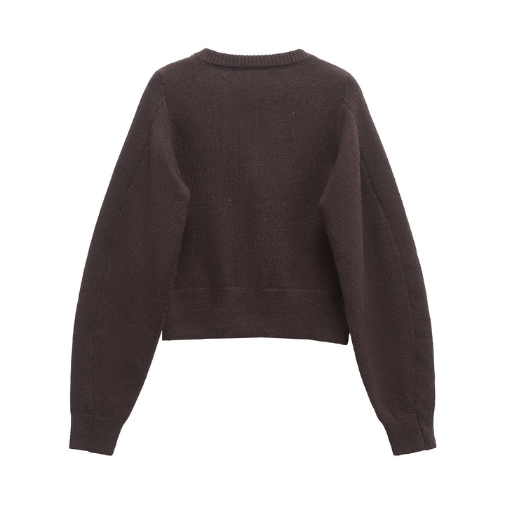 Dame Cropped Strikjakke med Knapdetaljer Stilla
