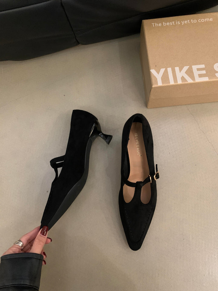 Dame Elegant Spids-Tå Slingback-Pumps med smart T-rem-design Stilla