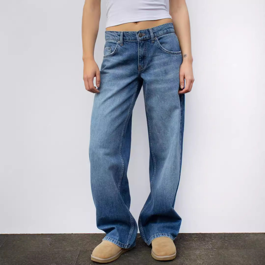 Dame brede jeans i afslappet snit med høj talje Stilla
