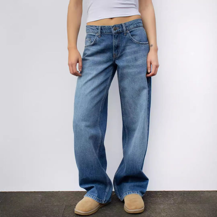 Dame brede jeans i afslappet snit med høj talje Stilla