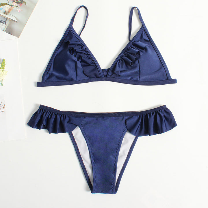 Dame Triangel-Bikini med legende ruffle-design og justerbare stropper Stilla