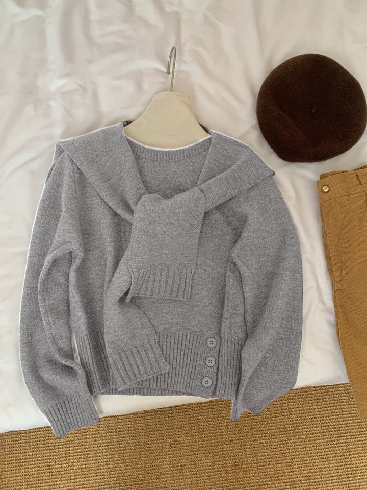Damer elegant sweater med aftagelig krave Stilla