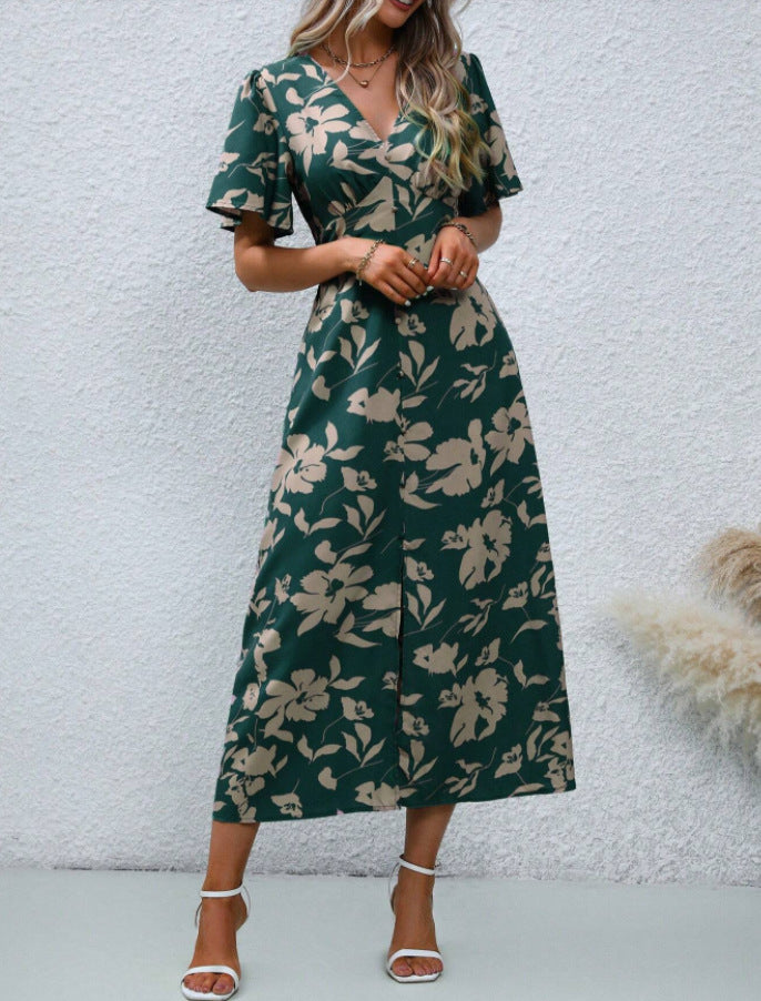 Dame Maxikjole med elegant blomstertryks Stilla