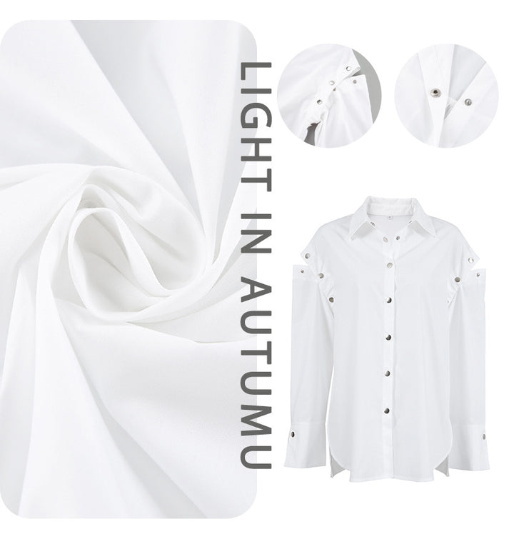 Dame Oversized Skjorte med asymmetrisk snit og modige detaljer Stilla
