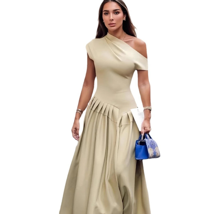 Dame Elegant Off-Shoulder Maxikjole med figursyet overdel og flydende skørt Stilla