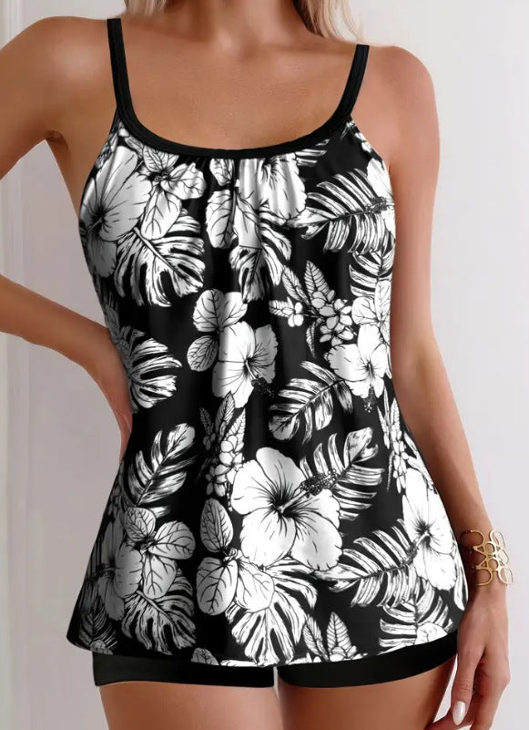 Dame Tankini-sæt med blomsterdesign og figursyet snit Stilla