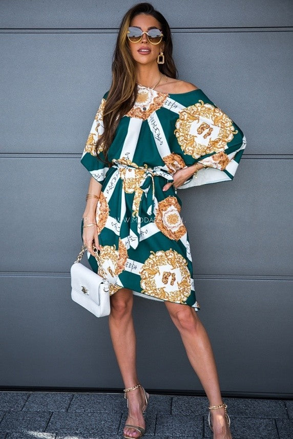 Stilla | Off Shoulder Bred Ærme Overstørrelse Bluse Midi Kjole