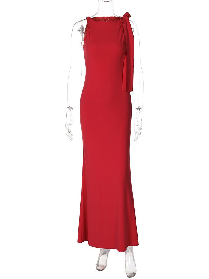 Dame Elegant Maxikjole med asymmetrisk stropdetaljer Skovae