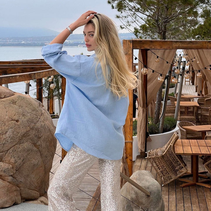 Dame Casual Plus Size Linned blouse Stilla