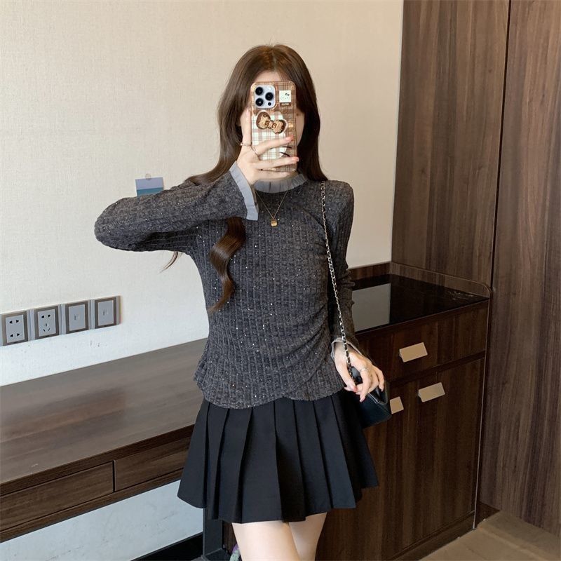 Damer Elegant Fin Strik Sweater med Dekorativ Krave Stilla